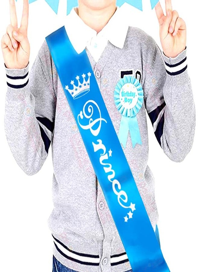 بروبسيكل وشاح أمير حريري أزرق من بروبسكل، عبوة من قطعة واحدة | تاج لحفلة عيد ميلاد سعيد، مناسب للأولاد - Image 5